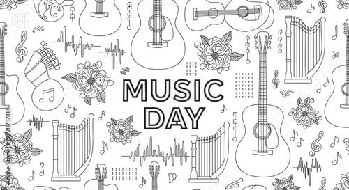 Music Day vector illustration set