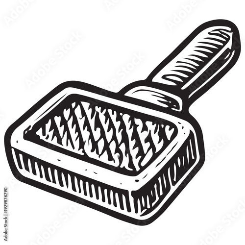 Vintage Pet Grooming Brush Engraving Illustration Animal Fur Care Pet Hygiene
