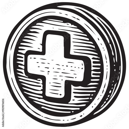 Canvastavla Vintage Veterinary Medical Badge Engraving Illustration Pet Health Care Clinic