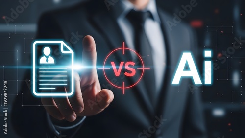 Wallpaper Mural Businessman interacting with ai versus traditional document icon Torontodigital.ca