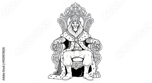 Slika na platnu Monarch enthroned in ornate chair, regal figure in royal attire