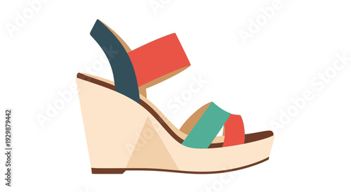 Colorful Wedge Sandal Shoe.