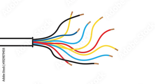 Colorful wires connected together.