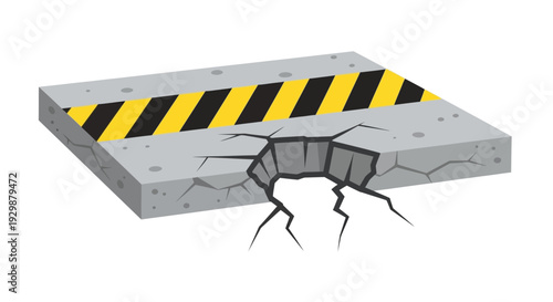 Cracked Concrete Road Slab.