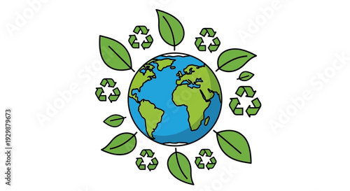 Earth with green leaves.