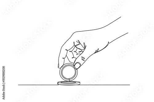 Continuous Line Drawing of Hand Putting Coin for Saving, Investment and Finance Concept