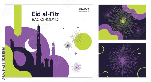 Abstract eid al fitr celebration backgrounds with vector design elements