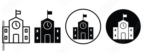 School building sign symbol icon set