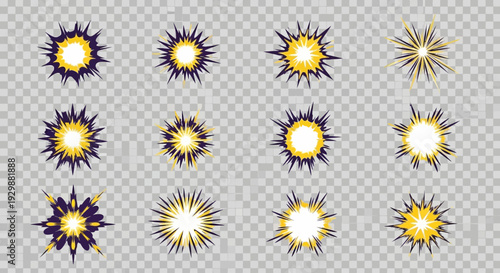 Abstract exploding starbursts dynamic vector elements for design projects