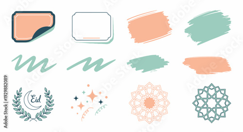 Abstract graphic elements set on white background for design projects