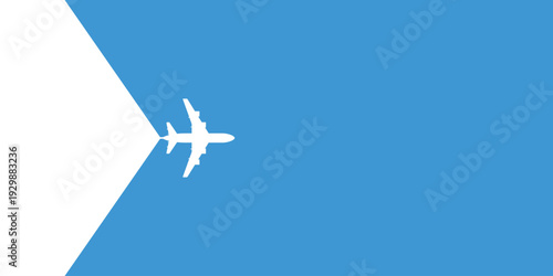Minimalist Airplane Silhouette on Blue Sky Background – Modern Aviation Travel Concept Design