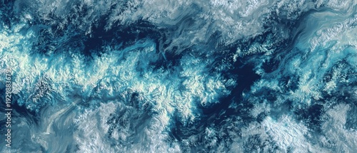 Panel kuchenny z motywem Abstract aerial view of churning water with turquoise and dark blue hues, featuring swirling patterns and textures