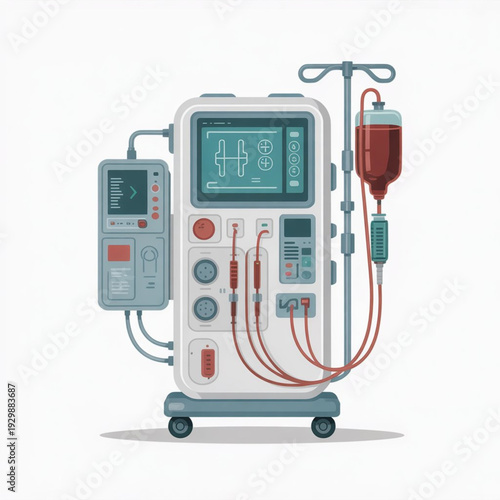Portable Hemodialysis Machine Vector Illustration