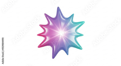 Vibrant starburst with pink purple and blue gradient shining bright on white background symbolizing energy and excitement