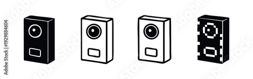 Isometric Stacked Intercom Doorbell System Icons
