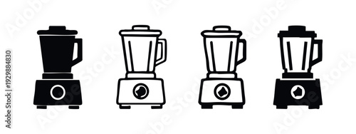 Smoothie Blender Icons Set. Vector Illustration of Kitchen Mixer Symbol in Different Styles.