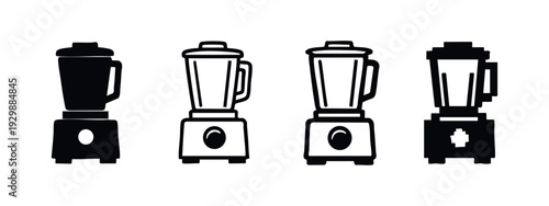 Kitchen Blender Icons Set. Vector Illustration of Food Mixer Symbol in Different Styles.