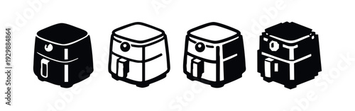 Isometric Air Fryer Icon Pack for Modern Kitchen Concepts and Design