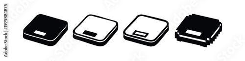 Isometric Wallet or Pouch Icon Set with Pixel and Hand-Drawn Variations