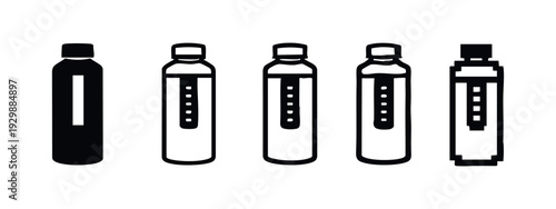 E-liquid Vape Bottle Vector Icon Set - Flat and Outline Design