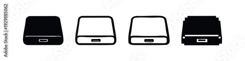 Minimalist Power Bank Icons: Charging Solutions for Electronics