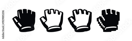Set of fingerless glove icons. Practical and stylish handwear symbols for sports and utility.