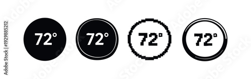 Set of 72 Degrees Fahrenheit Temperature Icons in Different Styles