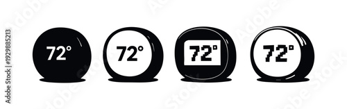 Melting 72 Degrees Fahrenheit Temperature Icons Set with Fluid Effect