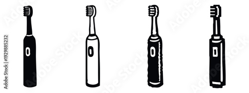 Electric Toothbrush Icons Set in Multiple Styles for Dental Care