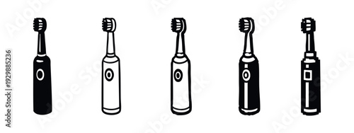 Varied Electric Toothbrush Icons in Solid, Outline, and Textured Styles