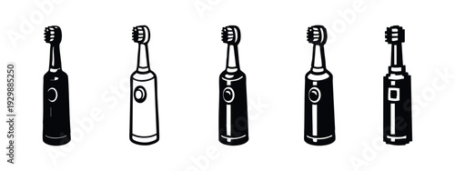 Electric Toothbrush Icons Collection with Diverse Button Designs