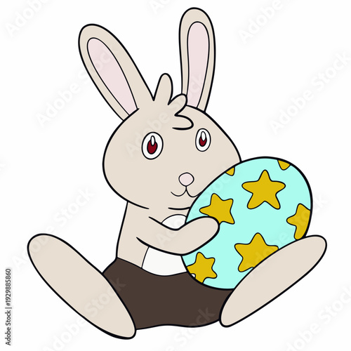 easter bunny holding star pattern easter egg 