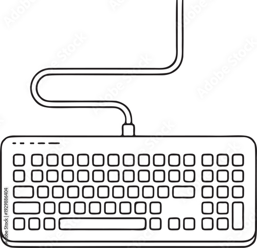 Wired Computer Keyboard Outline Icon