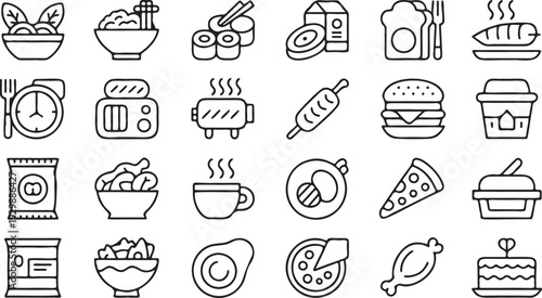 Food and Fast Food Line Icon Set