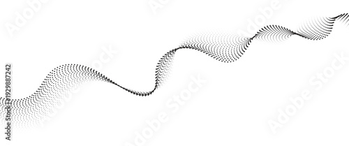 Flowing Dot Wave halftone gradient pattern on transparent background
