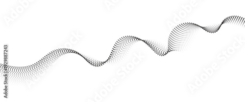 Flowing Dot Wave halftone gradient pattern on transparent background

