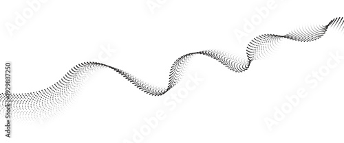 Flowing Dot Wave halftone gradient pattern on transparent background
