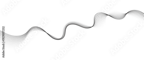 Flowing Dot Wave halftone gradient pattern on transparent background
