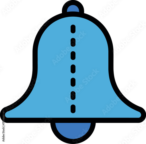 A blue bell icon with a black outline on a white background