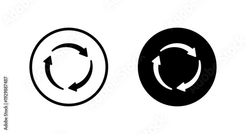Reload circular arrow icon in black circle. Refresh loop symbol. Update rotation arrows sign