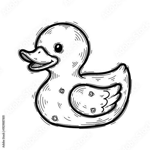 Hand Drawn Rubber Duck Sketch Illustration