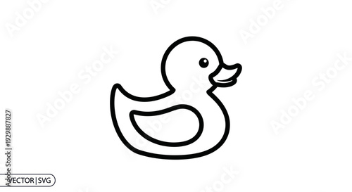 Simple Line Art Rubber Duck Toy Icon