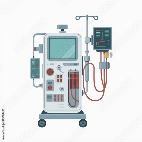 Portable Hemodialysis Machine Vector Illustration