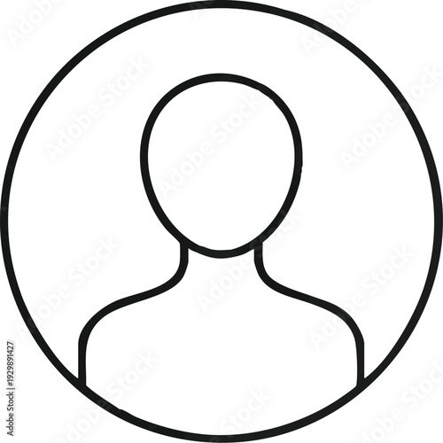 Profile silhouette icon A simple, minimalist representation of a person within a circular frame, ideal for user avatars and identification purposes