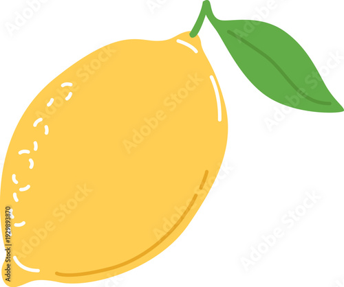 Lemon With Leaf Line Art