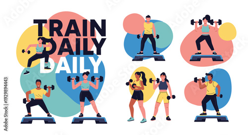 Set of 6 daily workout icons vector