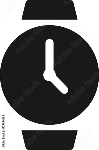 Bold Minimalist Watch Face Silhouette for High-Contrast Graphic Design and Modern App Icons