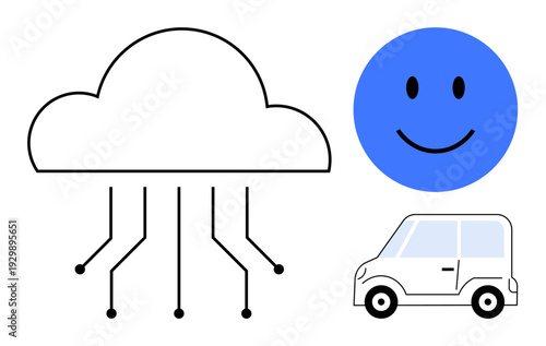 Cloud computing. Cloud computing with connected nodes data transfer and IoT. Cloud computing links technology, user engagement, and mobility. For tech, IoT, and automation