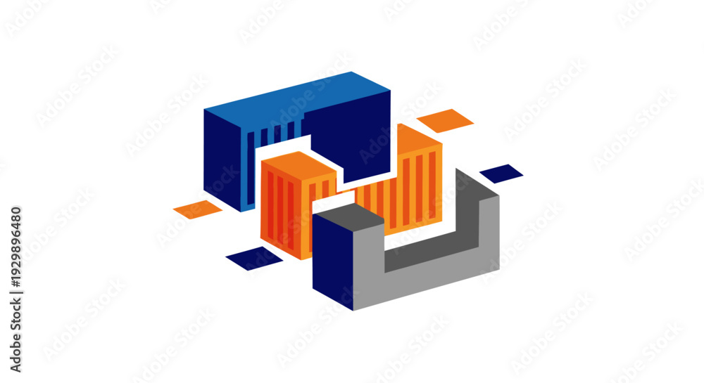Fototapeta premium 3D Geometric Shapes and Blocks Arrangement.