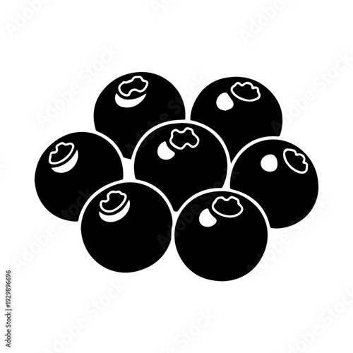 Collection of eight black billiards balls arranged in a triangular formation.